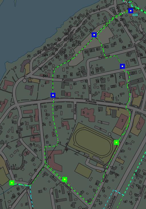 ilmajohtorakenteena. Kuvio 2. Säteittäistä ilmajohtoverkkoa Iin Energian 20kV:n jakeluverkostossa.