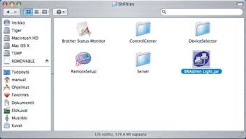 Verkkokäyttäjät 3 BRAdmin Light -määritysapuohjelma (Mac OS X -käyttäjät) Brother BRAdmin Light -ohjelma on Java -sovellus, joka on suunniteltu Apple Mac OS X -ympäristöä varten.