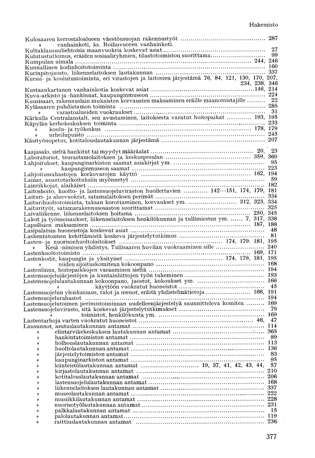 Kulosaaren kerrostaloalueen väestönsuojan rakennustyöt 287 vanhainkoti, ks. Roihuvuoren vanhainkoti.