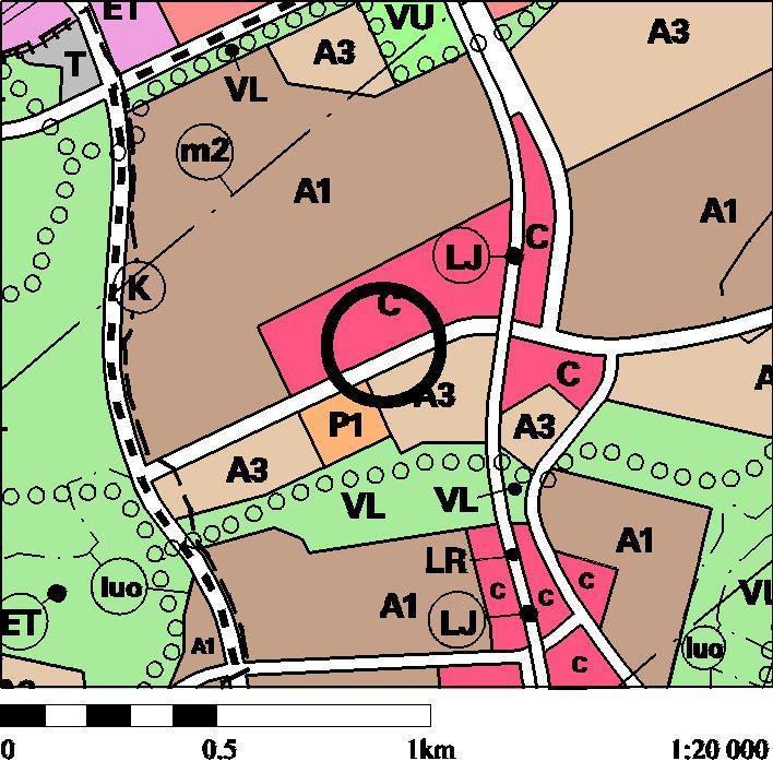 Yleiskaava Yleiskaavassa (Kv 17.12.2007) alue on keskustatoimintojen aluetta (C). kuva 12.