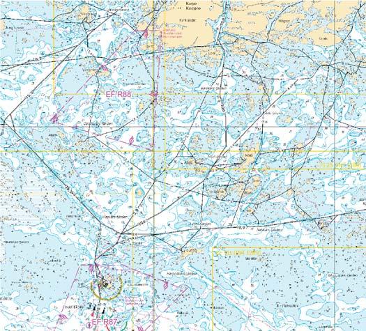 Kuva viitteeksi, karttaotteet ei merikartan mittakaavassa / Bild för referens, kortutdrag inte i sjökortets skala / Image for 14 Ks. suuremmat kuvat TM -sivulla.