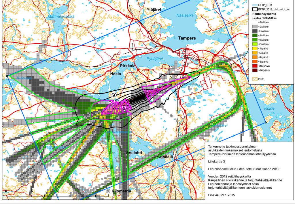 Process Survey consultant Research Insight Finland Oy 000 answers as a goal Noise area over Lden 55 db weighted Noise area Lden 50-55 db in selection Departure and arrival route areas CTR-area