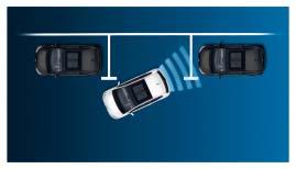 Peruutuskamera helpottaa auton pysäköimistä välittämällä kuvaa auton takaa radiojärjestelmän näyttöön. Kuvassa näkyvät myös auton liikesuuntaa esittävät apuviivat.