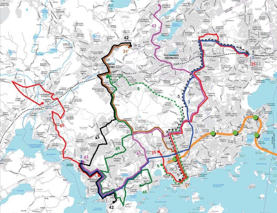 Espoonlahden ja Matinkylän liityntälinjat (Länsimetron liityntälinjastosuunnitelma, YTV 2008)