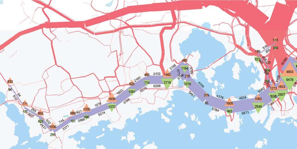 4 Liikenne-ennusteen tulokset Metrolla matkustaa Helsingin ja Espoon rajalla on 67 500 henkilöä ennustemallin mukaan vuonna 2035.