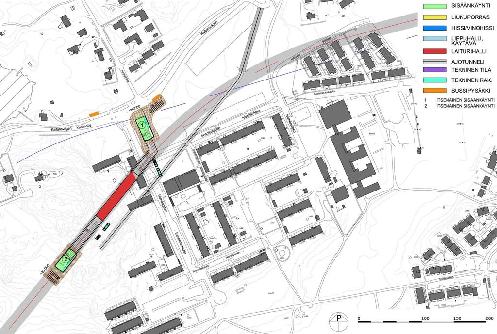 26 26 Matinkylä Kivenlahti metro, alustava yleissuunnitelma SUUNNITELMAT 5.2.2. Kaitaan asema Alueen tulevat maankäyttösuunnitelmat tarkentuvat Kaitaa Iivisniemi osayleiskaavatyön yhteydessä.