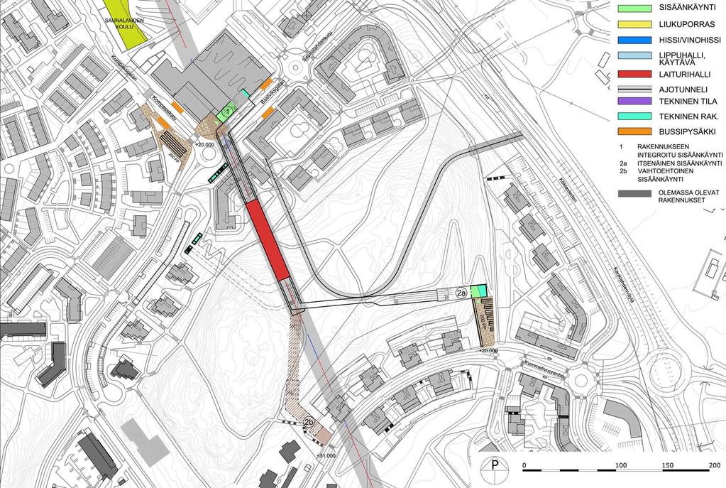 Matinkylä Kivenlahti metro, alustava yleissuunnitelma SUUNNITELMAT 35 35 5.2.6. Saunalahden asema Asema sijoittuu Kummelivuoren alueelle.