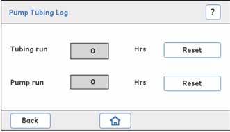 3 Huoltotoimenpiteet 3.6 Pump 3.6.3 Pump tubing log 3.6.3 Pump tubing log Parametrin kuvaus Parametri Tubing run Kuvaus Osoittaa, kuinka monta tuntia pumpun letkustoa on käytetty.