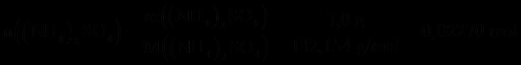 tehtävä 21 m((nh 4 ) 2 SO 4 ) = 3,0 g M((NH 4 ) 2 SO 4 ) = 132,154 g/mol V(liuos) = 100 ml = 0,100