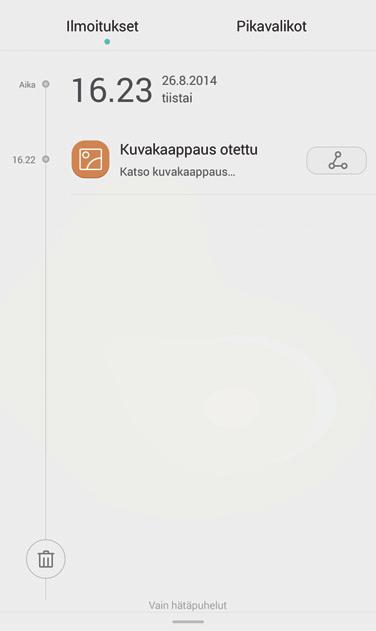 Aloittaminen Kotinäytön hallinta Widgetin lisääminen 1. Kosketa yhtäjaksoisesti kotinäytön tyhjää kohtaa. 2. Kosketa Widgetit. 3. Valitse widget ja vedä se kotinäyttöön.