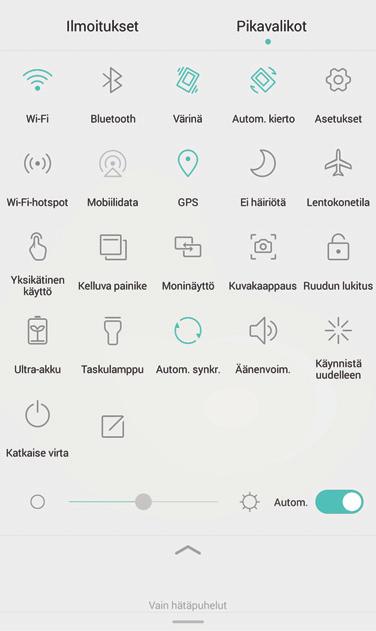 Kotinäytön lisääminen tai poistaminen Tuo kotinäytön pienoiskuvat näkyviin nipistämällä kolme sormea yhteen kotinäytössä.