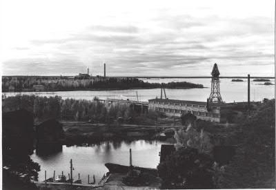 Mansikkasaaren telakka-alue Palosaaren suunnasta vuonna 1959. Pohjanmaan museon kuva-arkisto.
