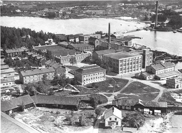 P U U V I L L A T E H T A A N A L U E Ratkaisevalla tavalla Palosaaren kehitykseen yli sadan vuoden ajan vaikutti Vaasan Puuvilla Manufaktuuri, jonka kauppaneuvos August Alexander Lévon perusti