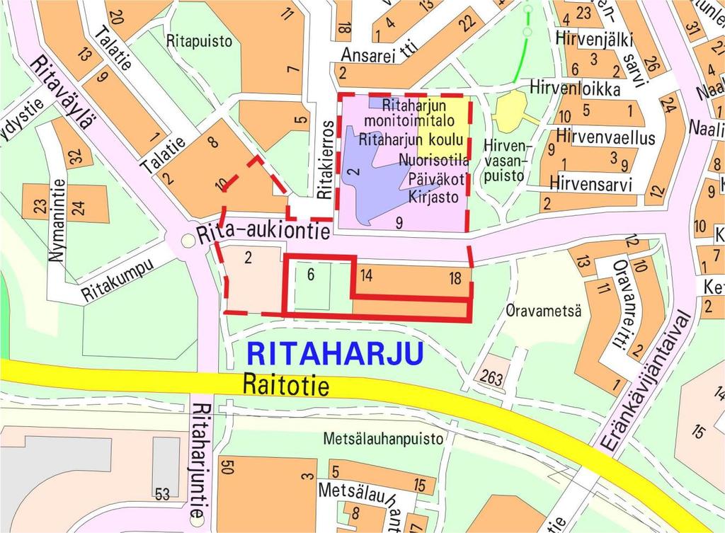 2/6 Sivu 3 Suunnittelualue Asemakaavan muutosalue sijaitsee Ritaharjun kaupunginosassa, noin 9 kilometriä Oulun keskustasta pohjoiseen Ritaharjun monitoimitalon läheisyydessä.