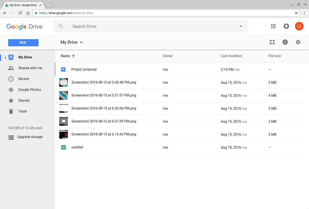 Google Drive -sovelluksen sisällä Luo/Siirrä Napsauta/napauta tätä valintaa luodaksesi uuden tiedoston, joka tallennetaan automaattisesti Google Drive -asemaan tai siirrä tiedostoja tai kansioita