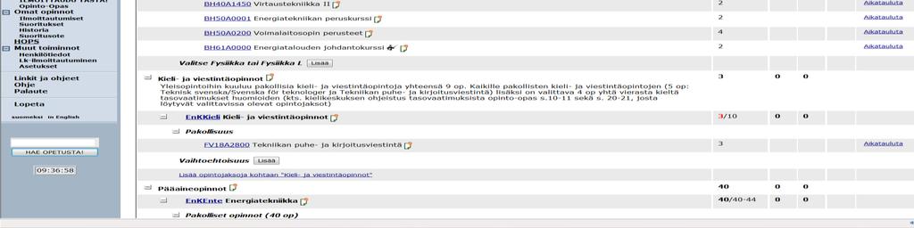 HOPSin muokkaaminen Joudut lisäämään vaihtoehtoisia opintojaksoja sekä valinnaisia opintoja tai tekemään mahdollisesti valintoja