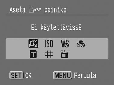 merkinnät s 117 Valkotasapaino s 104 Näyttö pois s 47 Mukautettu valkotasapaino s105 1 Valitse [Aseta painike]. 1. Paina -painiketta. 2. Valitse [ ]-valikossa [Aseta painike] - tai -painikkeella. 3.