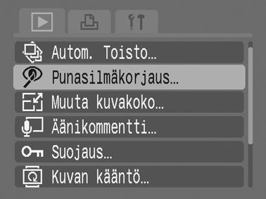 130 Toistaminen/Poistaminen Punasilmäkorjaus Voi korjata ottamiesi kuvien punasilmäisyyden.