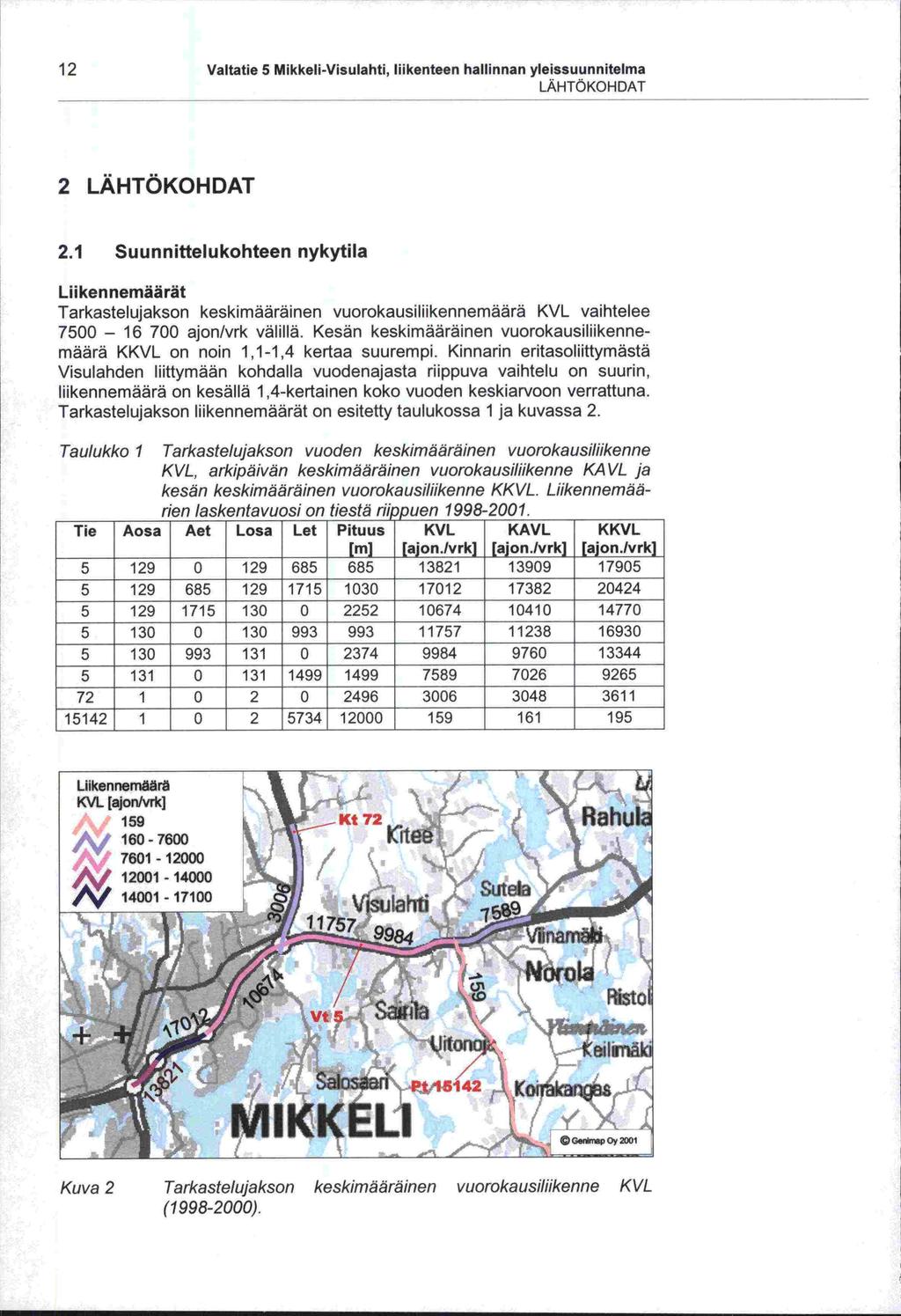 [mj 7500 -määrä 12 Valtatie 5 Mikkeli -Visulahti, liikenteen hallinnan yleissuunnitelma LÄHTÖKOHDAT 2 LÄHTÖKOHDAT 2.