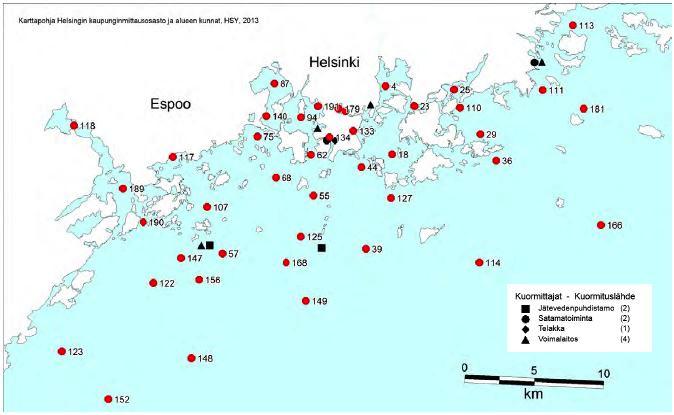 Vesilupahakemus 28 (108) Helsingin ja Espoon edustan merialueella tehdään jätevesien vaikutusten velvoitetarkkailua (Helsingin kaupungin ympäristökeskus, 2014).