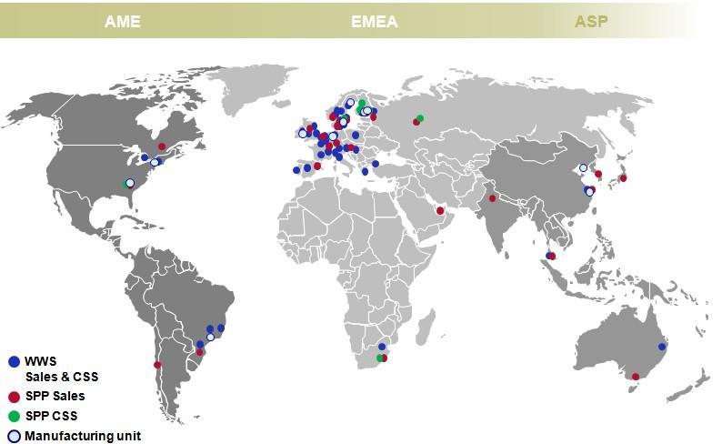 35 Kuva 11. Sulzer BA CS:n globaali läsnäolo (Sulzer 2013, C.) Sulzer Pumps on globaalisti toimiva yritys, jolla on toimintaa joka puolella maapalloa.