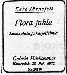 Kuva 4. Flora-juhlan ilmoitus Helsingin Sanomissa 13.10.