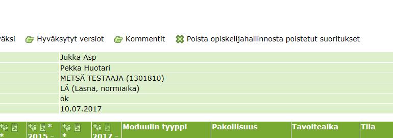 6. Tarkista tämän jälkeen, onko opiskelija tehnyt esityksiä esim. opintojen poistamisesta omasta ehopsistaan.