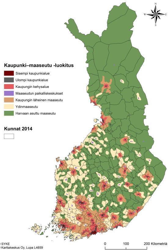 Kaupunki- ja maaseutualueiden väestökehitys vuosina 1990-2015 Kaupunkialueet + 702 371 (+22,7 %) Sisempi kaupunkialue + 304 723 (21,0 %) Ulompi kaupunkialue + 268 424 (22,9 %) Kaupungin kehysalue +