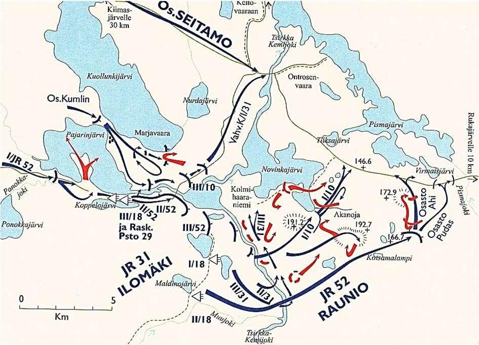 Suoraa hyökkäystä tien suunnassa Ontrosenvaaraan ei voitu ajatellakaan. Voidakseen jatkaa hyökkäystä, vasen sivu oli turvattava ja hankittava sillanpää Tsirkka - Kemijoen itäpuolelta.