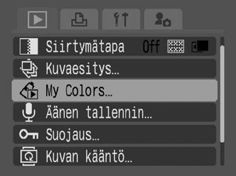 My Colors -tehosteiden lisääminen Voit lisätä tallennettuihin kuviin (ainoastaan stillkuviin) tehosteita My Colors -toiminnon avulla. Seuraavat My Colors -tehosteet ovat käytettävissä.