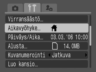 Maailmankellon asettaminen Kun matkustat ulkomailla, voit tallentaa kuviin paikallisen päivämäärän ja