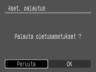 Seuraavia asetuksia ei voi palauttaa oletusarvoihin: - [ (Asetukset)] -valikon [Päiväys/Aika]-, [Kieli]-, [Aikavyöhyle]- ja [Videojärjest.]-asetukset (s. 32) - -tilan Korostettu väri- (s.