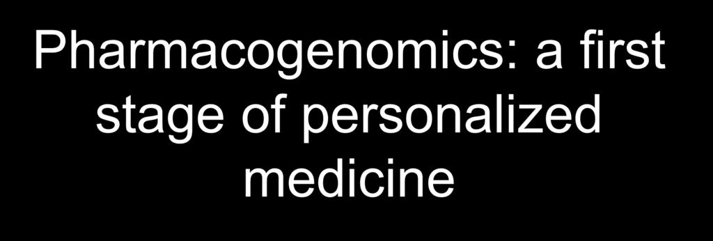 Pharmacogenomics: a first