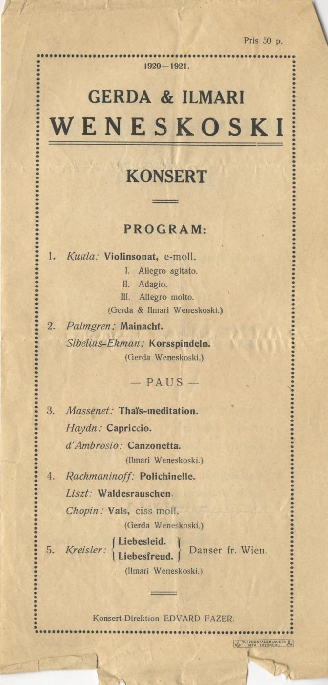 PriB 50 p, '»920-192,.» ' 1. /<««/«/ Violinzanat,e-m«II.»! 11,!! 111. mollo.!! (<ler6g K llmzli VVenezkozki,) I ' Hbe/i«^-/:^ma«.' l<orbbpinäe!n.» «3. /I4aFse/l^.' 'skllz-meclitatinn. ; //a^al«.
