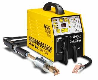Jännite 230 V Sulake 20 A Teho 2,5 kw 60% Hitsausvirta-alue 35 200 A (AR-CO2) Lankakoko 100/200 mm Hyötysuhde 180A @ 15% 100A @ 60% 80A @ 100% Paino 39 kg 292-10-420S 8 011399 024111 SW22