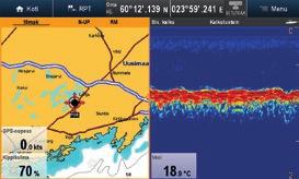 Viihde-elektroniikan ohjaus Bluetooth-toiminnon kautta. CHIRP-kalakaiku vakiona. Näe pohjanmuodot ja kohdekalat. Sisäänrakennettu WiFi. Voit esim.