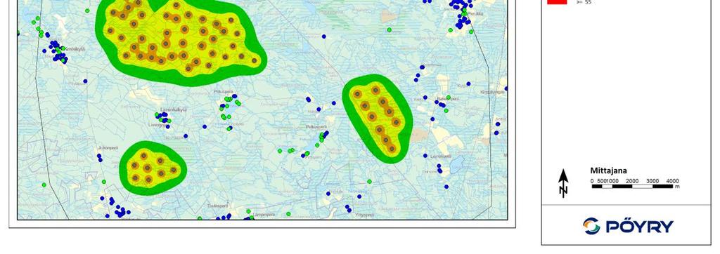 Tuulipuiston itäpuolella sijaitseva kodan on oletettu sijaitsevan virkistysalueella, jolloin melun ohjearvo 45 db(a) ei ylity. 3.