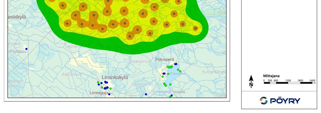 ohjearvo keskiäänitasolle LAeq ei ylity yhdenkään altistuvan kohteen luona. 3.4 