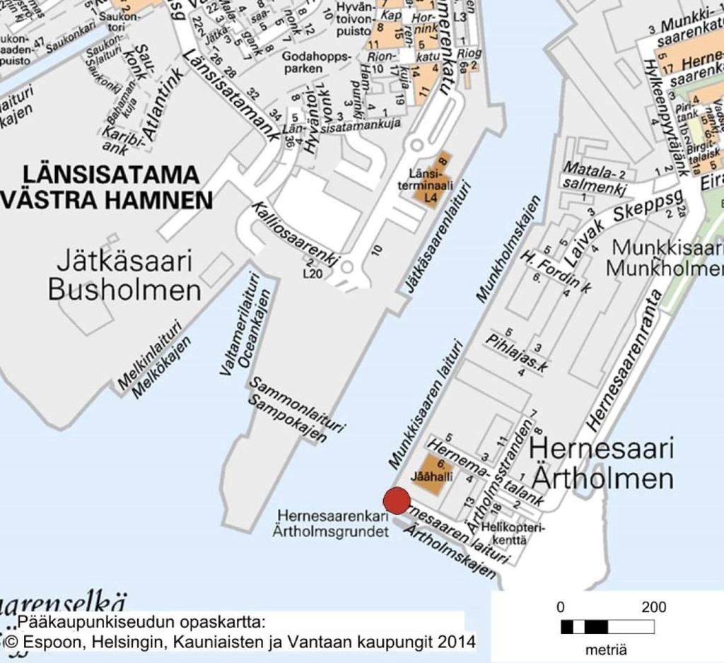 Aseman nimi ja lyhenne: Osoite: Koordinaatit (ETRS-GK): 6670600:25495550 Mittausvuodet: 2012, 2014-2016 Länsisatama Hernesaari Hernesaarenlaituri, Helsinki Mittausparametrit v.