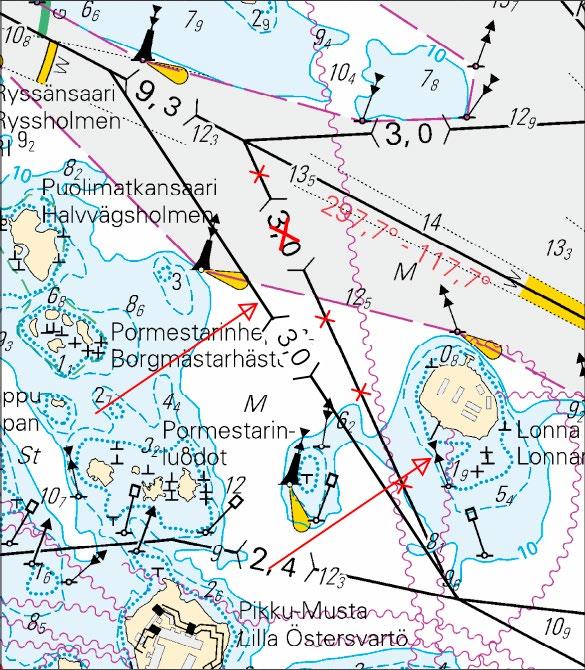 Väylän keskilinja Farledens mittlinje Fairway centre line: WGS 84 3.0 m Kartat - Korten - Charts: 1) 60 09.044 N 24 59.400 E 18, 191, 952, A/626/626.1 2) 60 09.611 N 24 58.