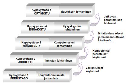 Kuva 1. Kyvykkyyden johtamisen kypsyystasot (Curtis ym. 2002).