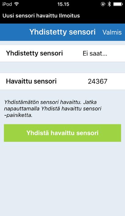 Sensorin asettaminen ja yhdistäminen Varaa aika lääkäriltäsi sensorin asettamista varten.
