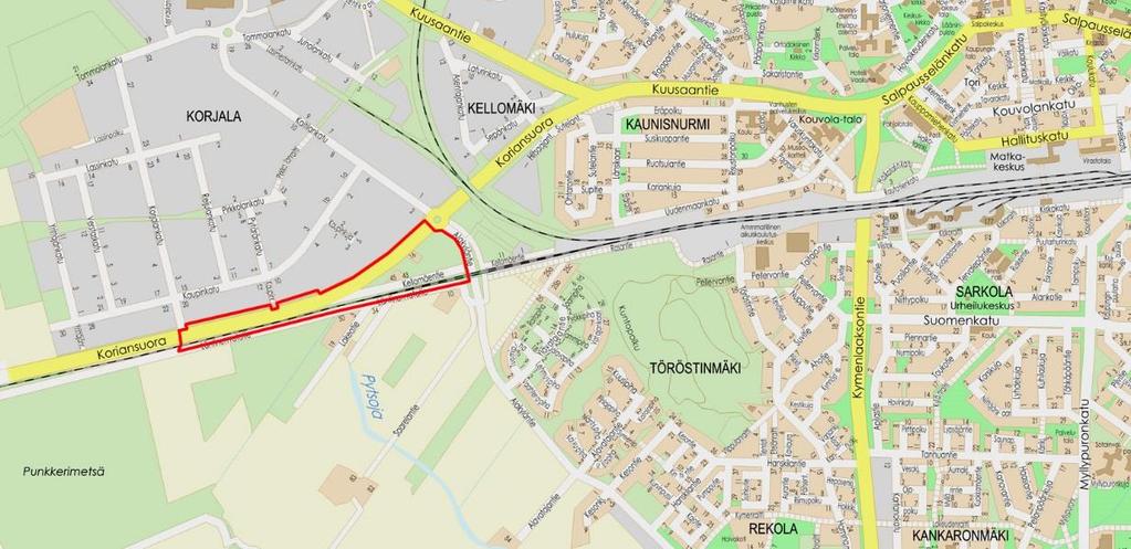 15:12 ja 25:37 osia ASEMAKAAVAN MUUTOS KOSKEE kaupunginosan 11, Korjala, korttelia 11033, yleisen tien ja katu- sekä puisto- ja rautatiealueita ASEMAKAAVASSA MUODOSTUVAT kaupunginosan 11, Korjala,