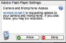 Jos Flash Player kysyy varmistusta, vastaa Allow ja tee testaus ohjeiden mukaan loppuun
