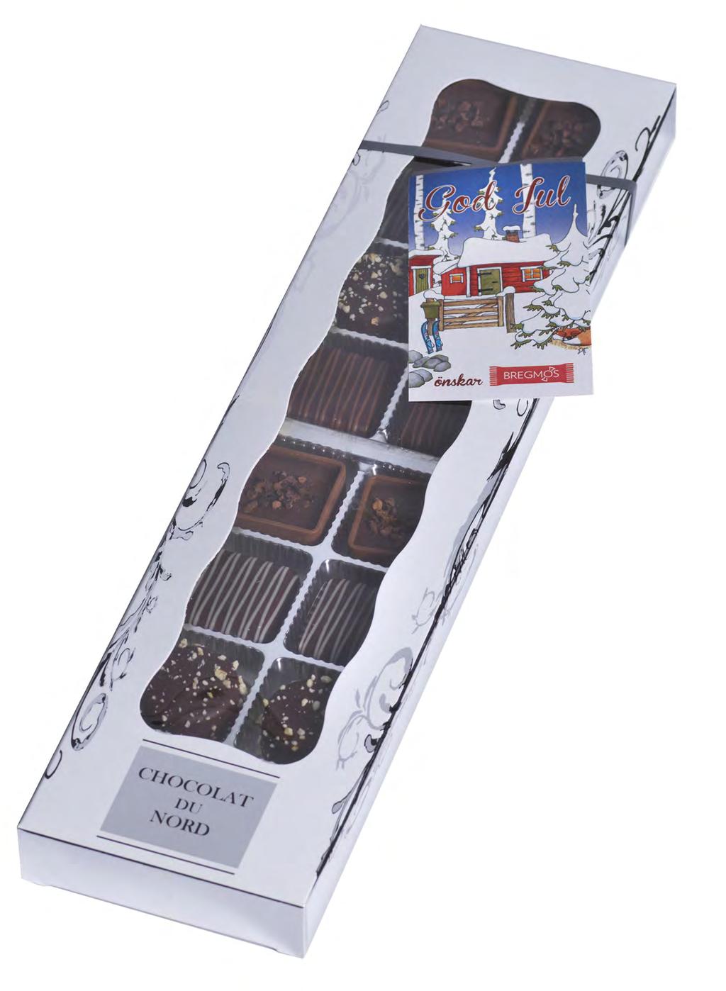 joka sisältää suklaatoimittajamme taitavasti valmistettuja korkealaatuisia ja herkullisia suklaakonvehteja.