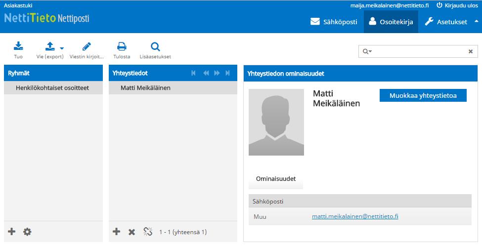 sekä tuoda ja viedä osoitekirjan tietoja (kuva 11). Kuva 11 5.