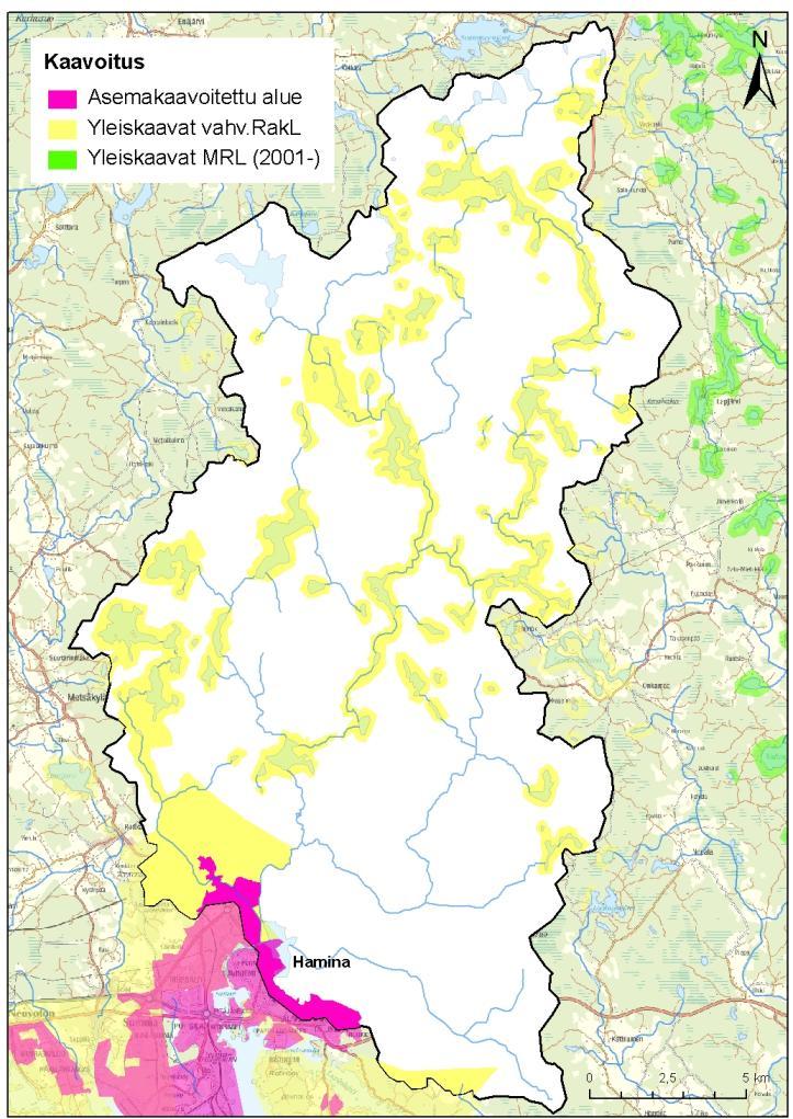 SYKE, ELY-keskukset; Maanmittauslaitos lupa nro 7/MML/10; Affecto Finland Oy, Karttakeskus, Lupa L4659 Kuva 6. Kaavoitus Vehkajoki vesistöalue.