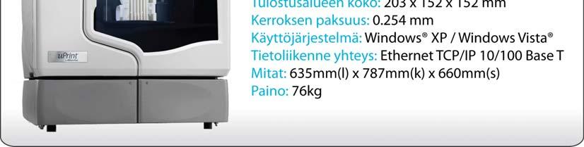 Laitteen paino on 76 kg. Laite käyttää tulostamiseen FDM-teknologiaa ja materiaalina ABSplus -muovia. Kyseinen muovi on laitteen ainoa materiaalivaihtoehto.