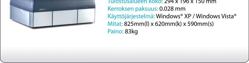 Laite käyttää tulostamiseen VeroWhite FullCure830-materiaalia ja tukirakenteisiin geelimäistä FullCure705-materiaalia. Tulostetut mallit eivät tarvitse erillistä kovettamista tulostamisen jälkeen.