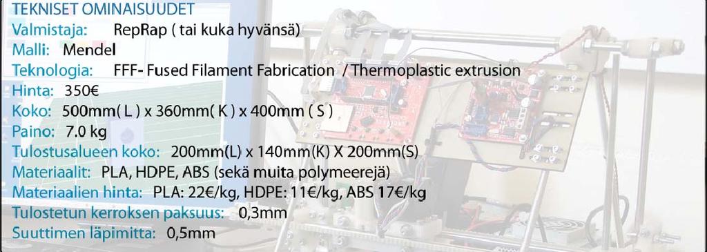 5 OPEN SOURCE 3D-TULOSTIMET 5.1 RepRap RepRap on tohtori Adrian Bowyerin luoma ja kehittämä projekti.